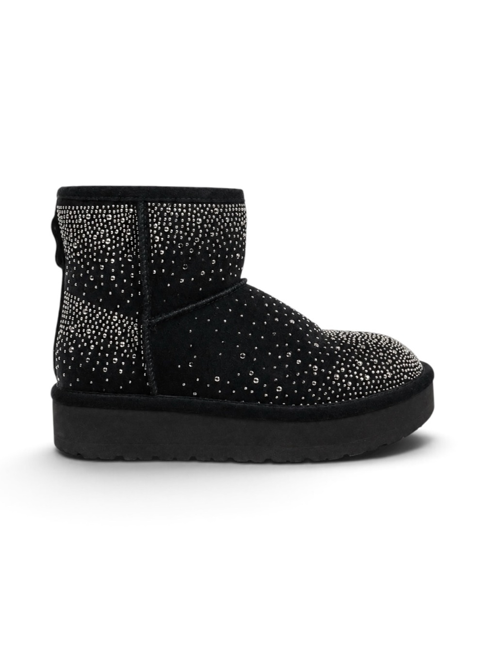Madden Girl Ease-HR Rhinestone Platform Shearling Boots Black Size 4